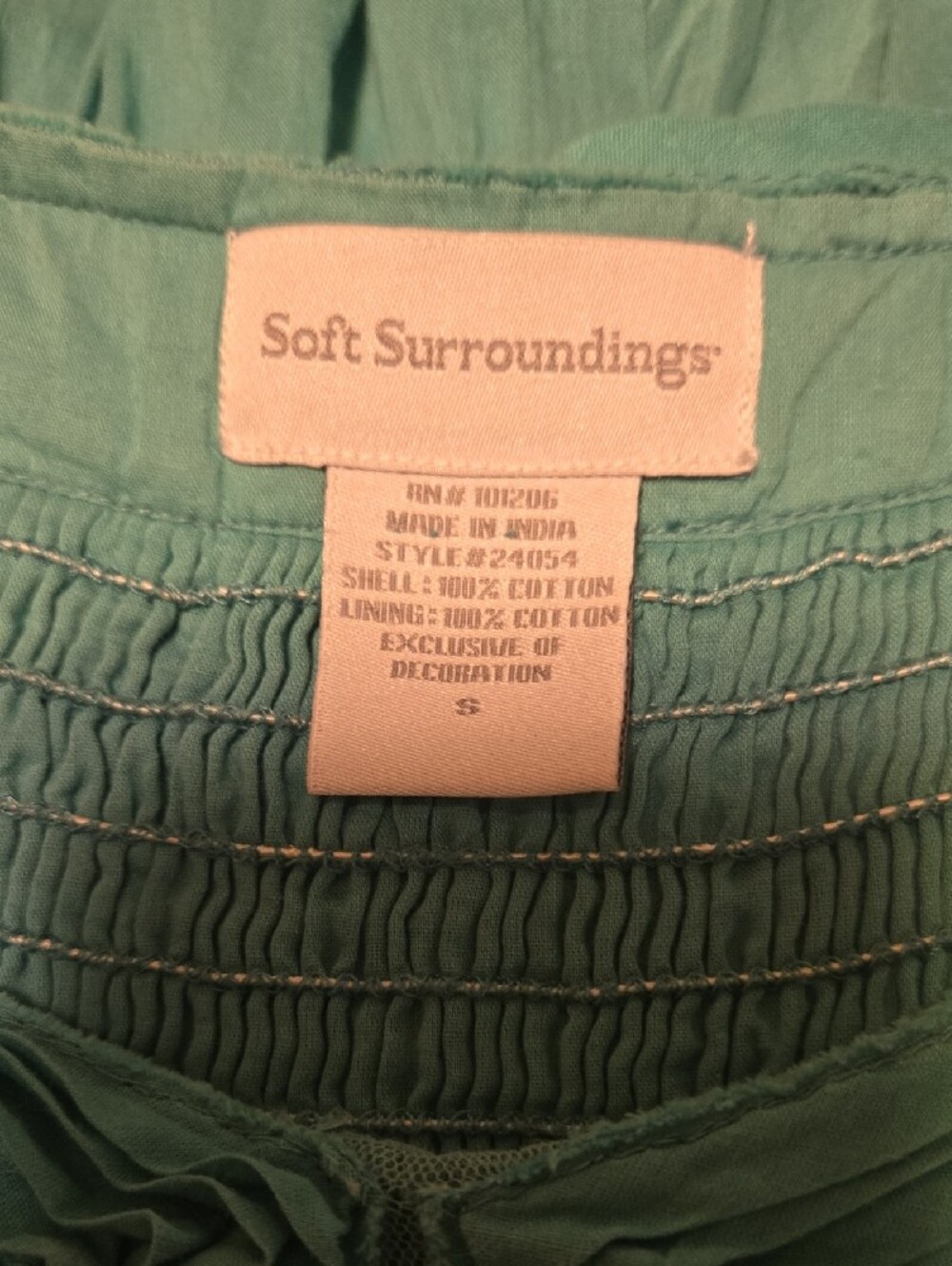 Soft Surroundings Delphine Crinkled Smock Teal Sleeveless Maxi Dress - Picture 8 of 9